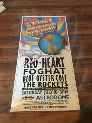 16 x 34 REAL 1981 Texxas World Music Festival POSTER Blue Oyster Cult FOGHAT 2
