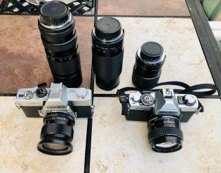 Minolta Xg - 1 Minolta Srt 101 Cameras 3 Lenses 2 Straps
