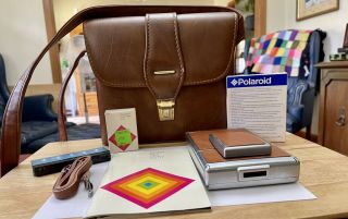 Polaroid Sx - 70 Land Camera Alpha 1 Brown Leather W/ Accessories & Shoulder Case