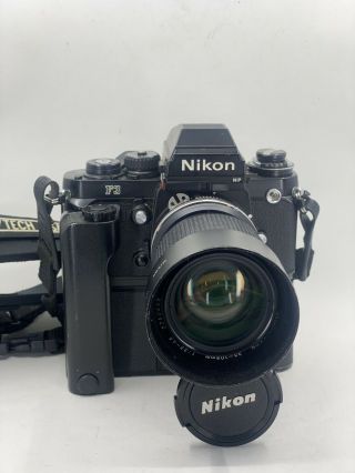Exc,  Nikon F3 Hp 35mm Slr Camera With Nikon 35 - 105mm Zoom Lens & Md - 4 Drive Usa