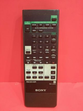 Vintage Sony Rm - U242 Remote Control For Receiver Missing Battery Cover - N4
