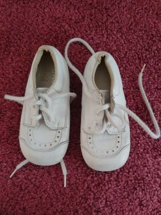Stride Rite 4631 Leather White Shoes Size 4 W Toddler Lace Up Vintage