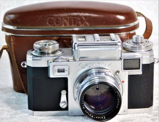 Vtg Contax Iiia Rangefinder Carl Zeiss Opton Sonnar 1:5 50mm Lens Camera W/ Case
