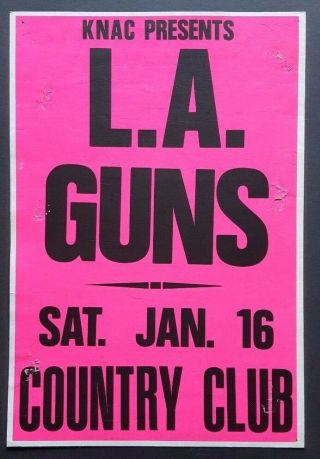 La Guns Promo Concert Poster 1/16/1988 La N Roses Motley Crue Ratt Knac