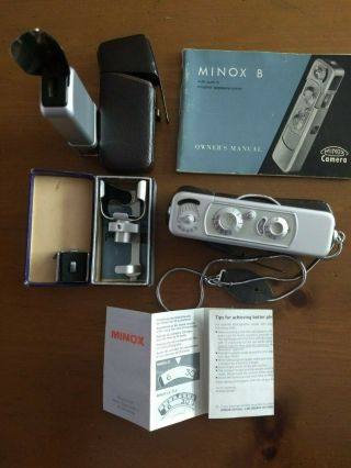 Minox B Subminiature Spy Camera W/case,  Chain,  Accessories