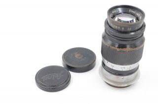 Black Leitz Elmar 9cm F4 Lens In Ltm,  Makers Caps