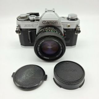 Canon Ae - 1 Slr 35mm Film Camera W/ Canon Fd 50mm 1:1.  4 Prime Lens Film