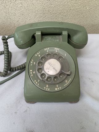 Vintage Moss Green Rotary Landline Phone Bell System Made By Western Electric