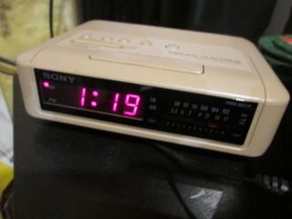Vintage Sony Icf - C240 Tan Dream Machine Digital Clock Radio -