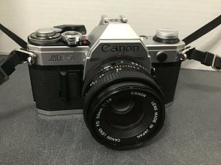 Canon Ae - 1 Slr Film Camera With 50 Mm Lens,  Case