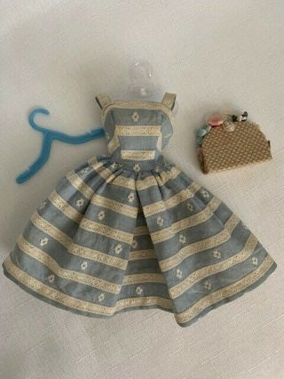 Vintage Barbie 969 Suburban Shopper Dress And Straw Bag