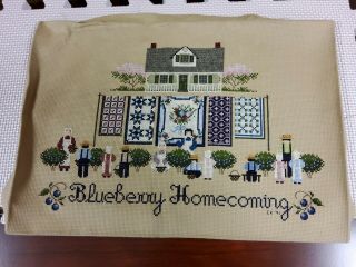 Vintage,  Finished Completed Amish Blueberry Counted Cross Stitch,  Dated 1991
