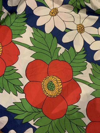 Vintage Mod Floral Jp Stevens Utica Full Flat And Fitted Sheets Red Blue Green