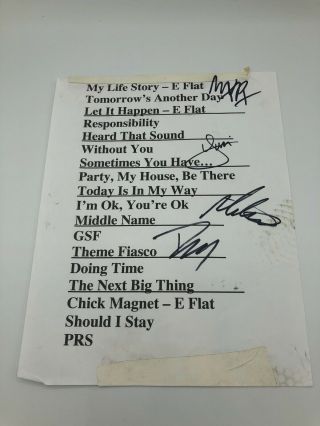 2005 Mxpx Stage Tour Set List Signed Autographed - Rare