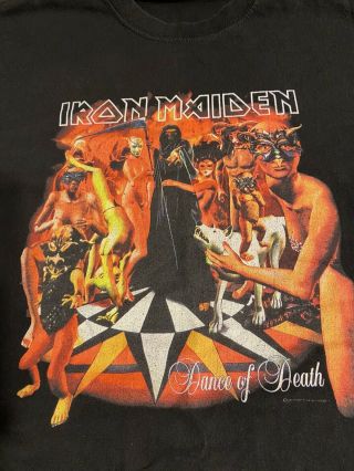 Iron Maiden Dance Of Death 2003 - 2004 Tour Shirt 2 Sided Official With Dates