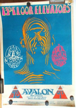 Psychedelic Black Light Poster Family Dog 28,  1966 13th Floor Elevators