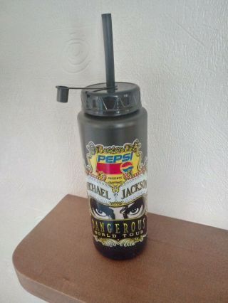 Michael Jackson Dangerous World Tour Pepsi Water Bottle With Straw 1993