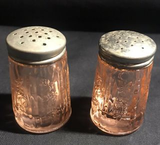 Vintage Pink Depression Cabbage Rose Salt And Pepper Shakers