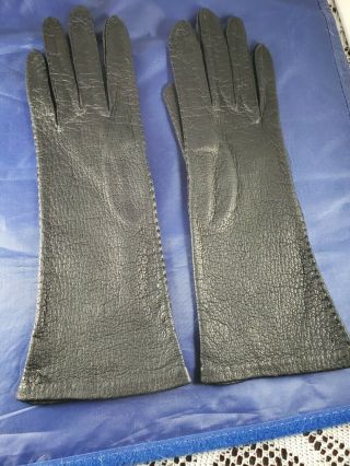 Vintage Vin Roalte Long Black Leather Dressy Gloves Women 