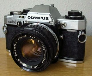 Olympus Om10 35mm Slr Camera W 50mm F/1.  8 Lens Good Cond