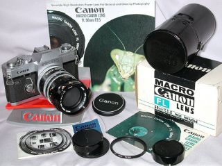 Gorgeous Boxed New/old Stock Canon Fl 50mm F3.  5 Macro Lens Ensemble - L@@k