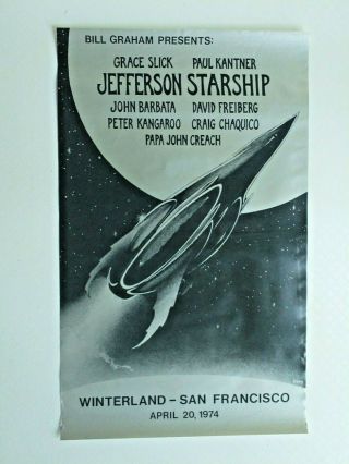 Orig 1st Print Jefferson Starship Concert Poster Winterland 1974 Greg Irons
