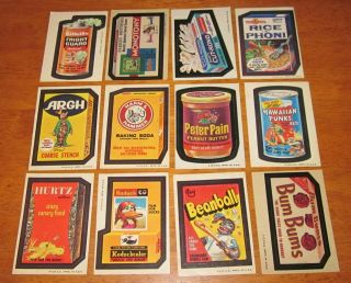 12 Different Vintage 1973 1974 Wacky Packages Rice A Phoni Beanball Argh Hurtz,