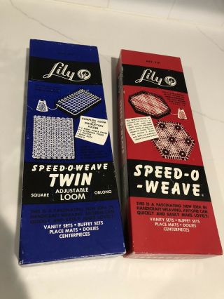 Two Vintage Lily Speed - O - Weave Kits With Book