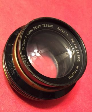 Bausch - Lomb Zeiss Tessar Series 1c 3 1/4 X 4 1/4 Feb 24 1903 Camera Brass Lens