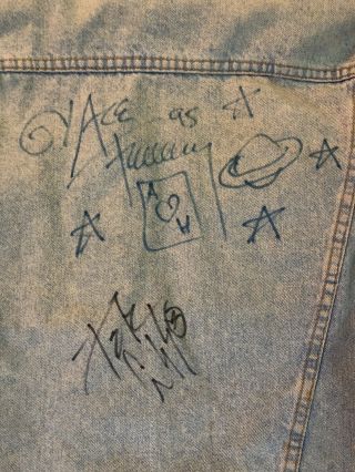 Signed Kiss Jean Denim Jacket By Ace Frehley And Peter Criss Size Large