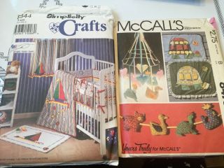 8 Vtg Sewing Patterns For Babies - Accessories Decorating Bedding Mobiles Bibs
