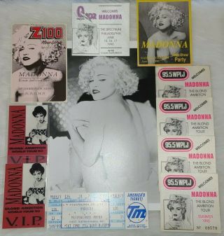 Madonna Blond Ambition Tour Concert Ticket Promo Photo & Passes 1990 Htf