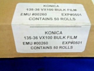 26 ROLLS KONICA 136 - 36 VX100 COLOR FILM IN CANISTERS & 2 ROLLS 36/400 & 1 24/200 2