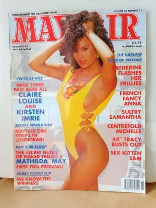 Mayfair Vol 26 No 11 Claire Louise And Kirsten Imrie Mens Glamour Vintage 1991