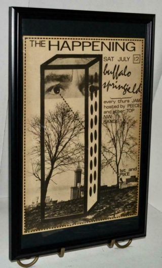 Buffalo Springfield 1968 The Happening Club Framed Promo Concert Poster / Ad