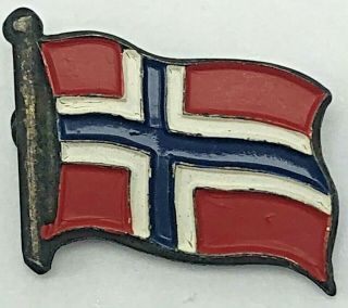 Vintage Flag Of Norway Travel Souvenir Lapel Pin