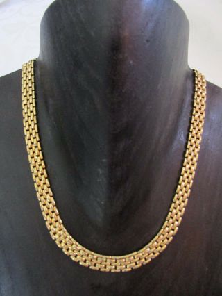 Vintage Gold Tone Choker Necklace Wide Chain Link 18 "