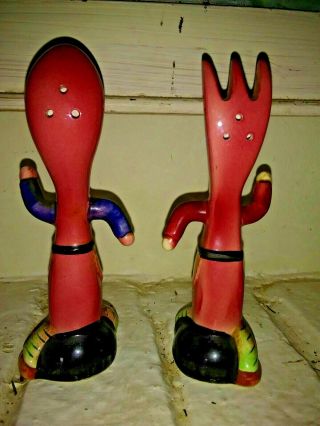 VINTAGE ANTHROPOMORPHIC RUNNING SPOON AND FORK SALT AND PEPPER SHAKERS - JAPAN 3