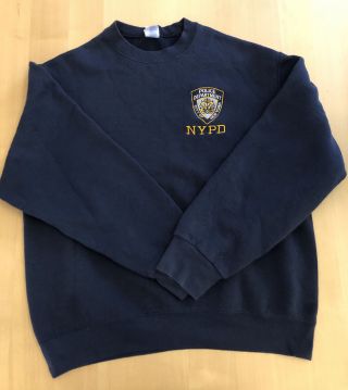 Vintage 90s York Police Dept Nypd Embroidered Pullover Sweatshirt Size Large