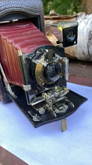 Kodak No.  3 Folding Pocket Kodak Model H Film Camera Red Bellows