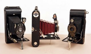 (3) Kodak Folding Cameras,  2a Autographic Brownie,  1a Pocket,  & 3 Pocket Mod A