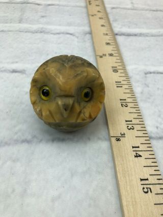 Vintage Alabaster Owl Figurine Hand Carved In Italy 2 Inches