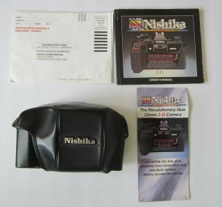 Nishika N8000 35mm Quadra Lens Stereo 3d Lenticular Camera,  Case,  Instructions