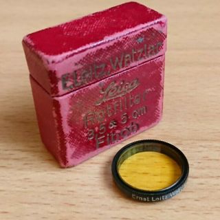 Rare E.  Leitz Wetzlar Leica Yellow Lens Filter 3,  5 & 5 In Fibob Rotfilter Case