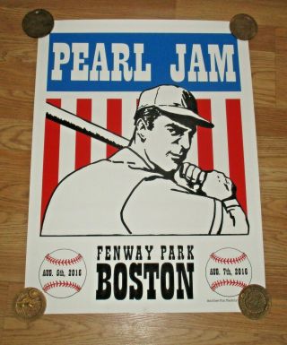 2016 Pearl Jam " Fenway Park Boston " Kevin Shuss Poster - 24x18