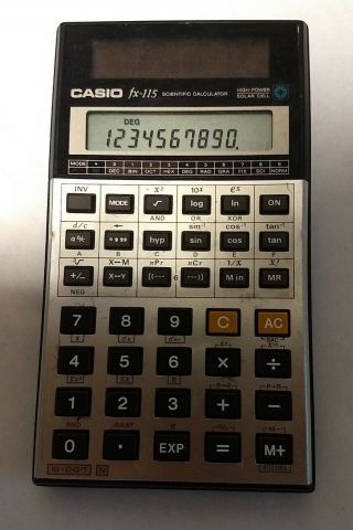 Casio Fx - 115 Scientific Calculator,  High - Power Solar Cell Vintage &