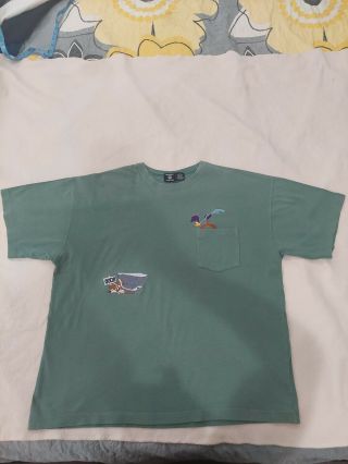Vintage 1996 Warner Bros Road Runner And Wile E.  Coyote Green Xl T - Shirt