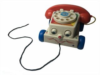 Vintage Fisher Price Chatter Phone Pull Retro Telephone Toy Moving Eyes