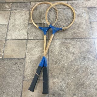 Set Of 2 Vintage Blue Ribbon Tennis Badminton Racquet Racket Lightweight 5.  5 Oz