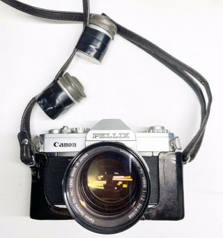 Vintage CANON PELIX 35mm Camera Bundle,  58mm Lens,  Flash,  Exposure Meter w/Case 2